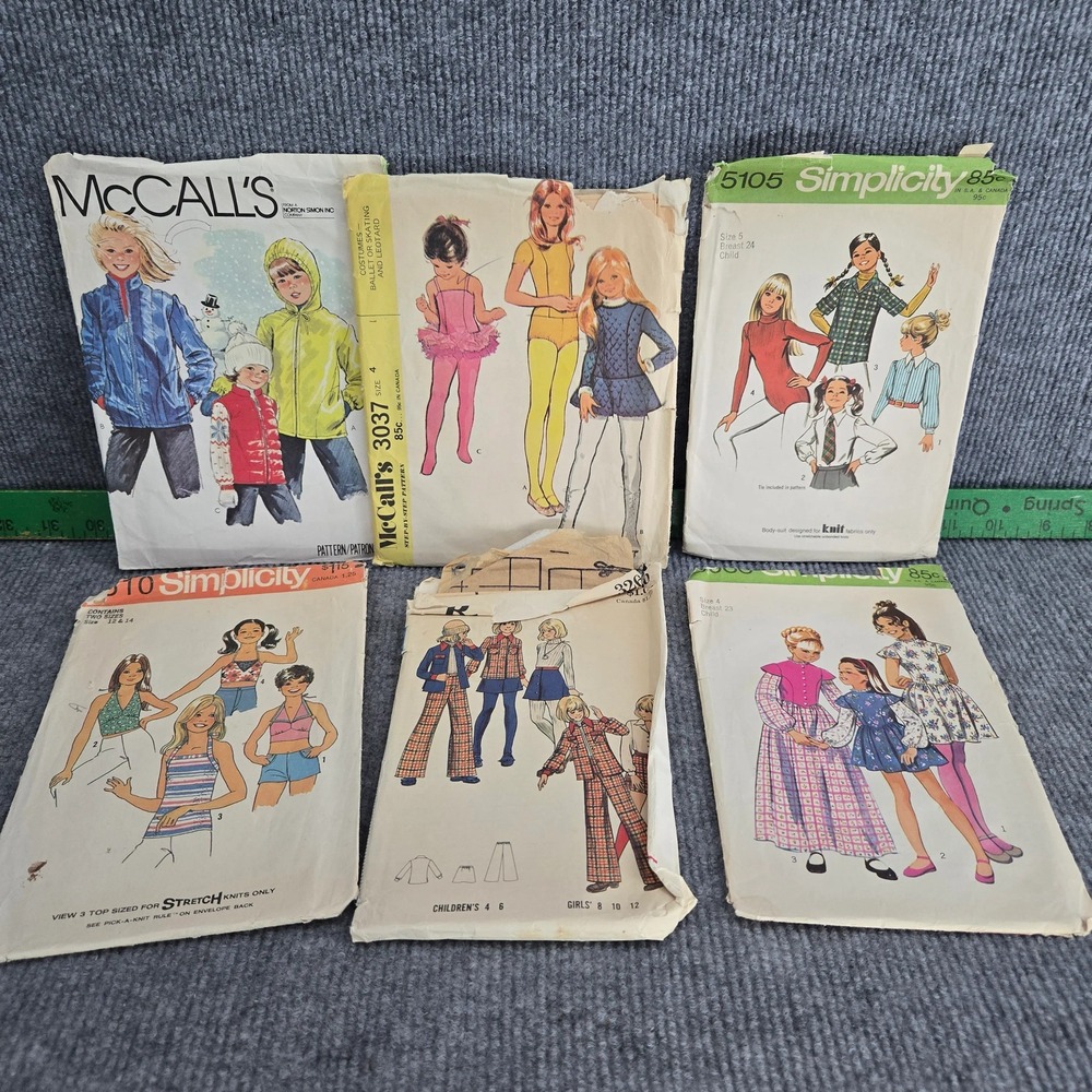 Vintage Sewing Pattern Lot Simplicity McCalls Butterick Girls Child Teen